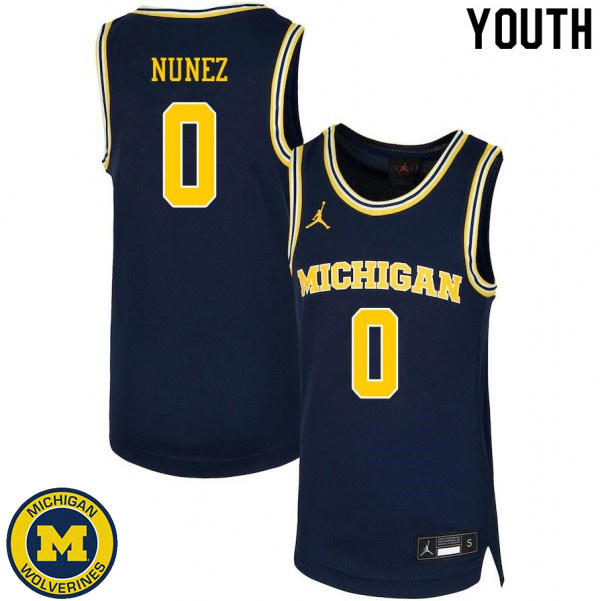 Youth Michigan Wolverines #0 Adrien Nunez Navy Stitch Basketball Jersey